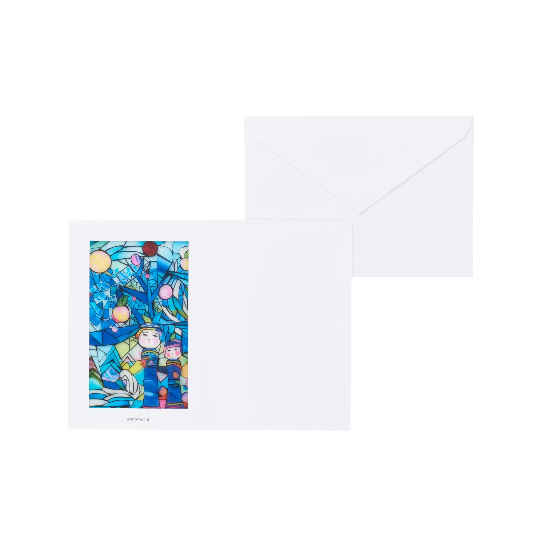 「青の森 へ」ステンドグラス風ポストカード